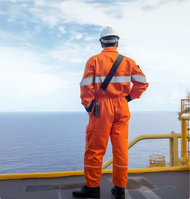offshore platform worker looking out over the horizon
